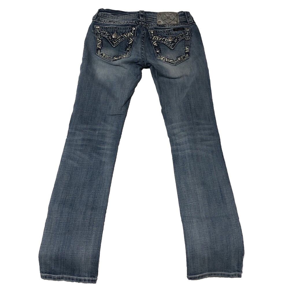 Miss Me Jeans Women Size 26 Blue Signature Straight Light Wash Big Stitch 26x31